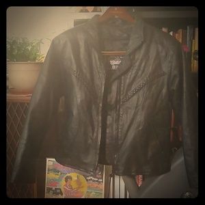 Women's Black Leather Motorcycle jacket